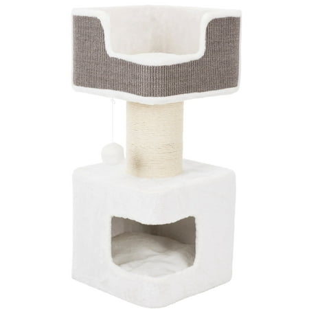 UPC: 4011905446684 | TRIXIE Ava XXL Jute & Plush 2-Level 34 Cat Tree with Scratching Post & Condo Gray