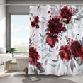 thumbnail image 2 of Red Floral Shower Curtain,Sage Green Eucalyptus Leaves Bathroom Shower Curtains,Watercolor Flower Shower Curtain Sets,Modern Pretty Waterproof Fabric Bath Curtain with 12 Hooks 72x72in, 2 of 6