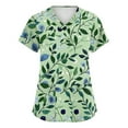 thumbnail image 2 of Scrubs Petite Women,Women's Classic Fit Scrubs Tops - Side Slits Short Sleeve V-Neck with Chest Pockets - Army Green - XXL, 2 of 5
