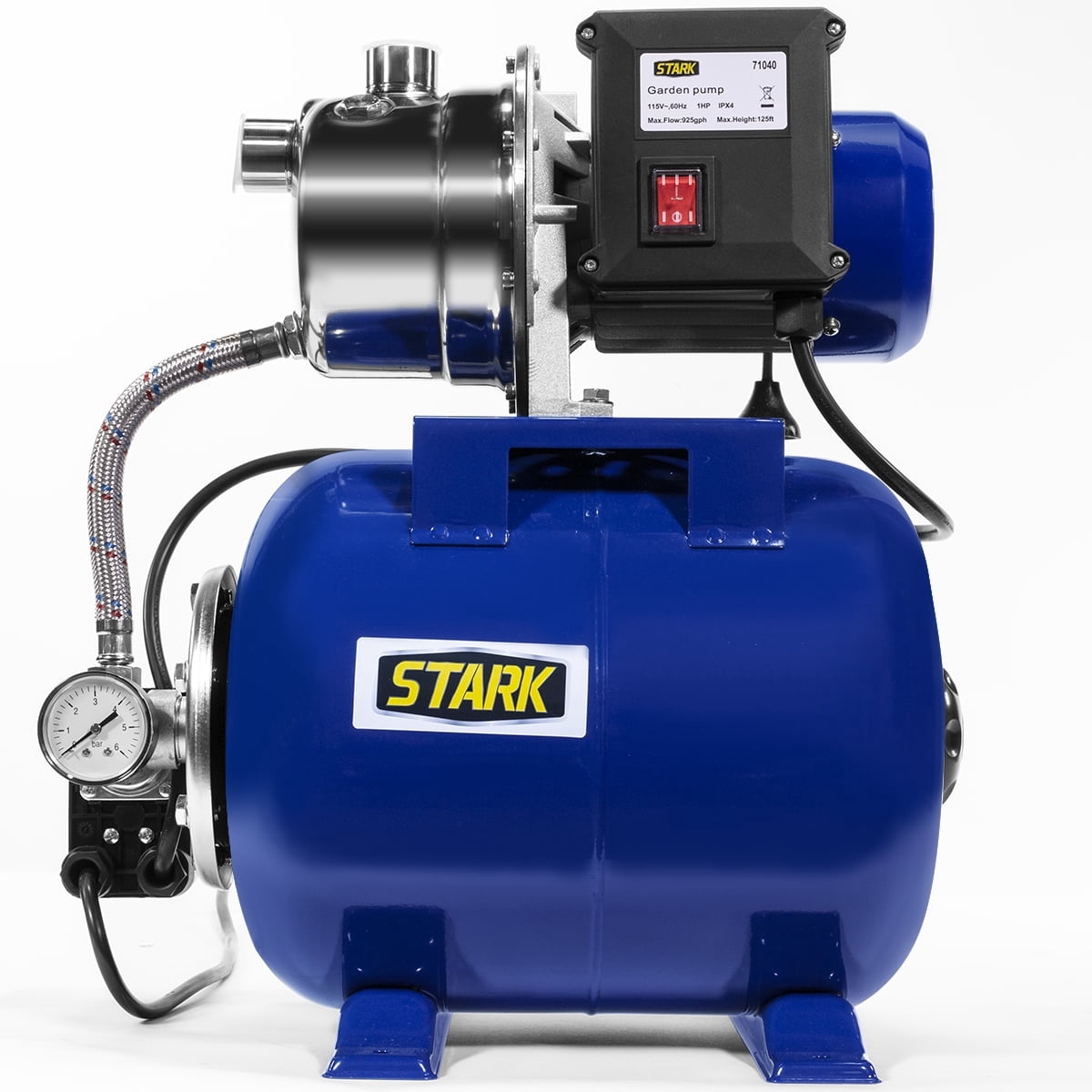 XtremepowerUS 1.5HP Shallow Well Pump With Stainless Steel Pressure Tank, 900 GPH 115V Irrigation Pump, Automatic Water Booster Jet Pump For Home, Garden, Lawn
