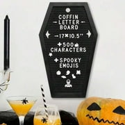 Coffin Letter Board Black +650 Characters Include Spooky Seasonal Emojis, Wooden Stand Coffin Shaped Goth Decor Sign Witchy Halloween Decorations Gothic Decor Birthday Wedding Home Spooky Gifts
