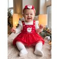 thumbnail image 6 of RUINIXCW Infant Girl Christmas Outfit Long Sleeve Romper Overall Dress and Headband, 6 of 8