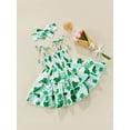 thumbnail image 3 of Inevnen Toddler Baby Girl St. Patrick's Day Dress Strap Sleeveless Lucky Clover Print Layered Dresses Skirt Outfits, 3 of 9