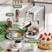 Gevi Professional Espresso Machine, 20 Bar, Stainless Steel