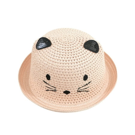 

Relanfenk Baby Hats Summer Children Boys Girls Cartoon Cat Straw Beach Sun Caps Hat