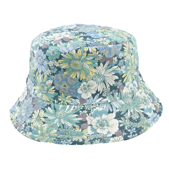 IROINNID Bucket Hat for Women and Men Sun Protection Hat Flower Print Beach Vacation Hat Double-sided Wearable Hat Cotton Outdoor Versatile Hat,D
