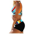thumbnail image 2 of DOPI Summer Beach Bikini Skinny Gathered Tied Rope Flat Corner Swimsuit, 2 of 5
