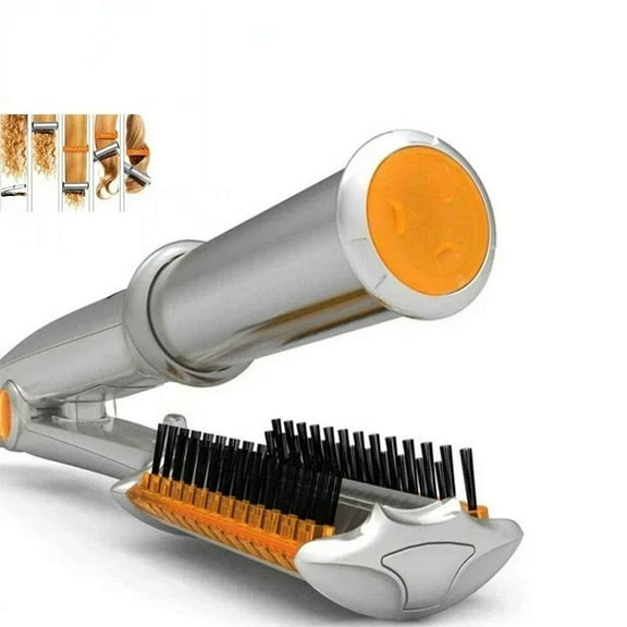 2-in-1 Rotating Hair Styler & Straightener, Automatic Curling Iron Brush With Ceramic Tourmaline Plates, 3 Temperature Settings 230°C, Dual Voltage For Home Use