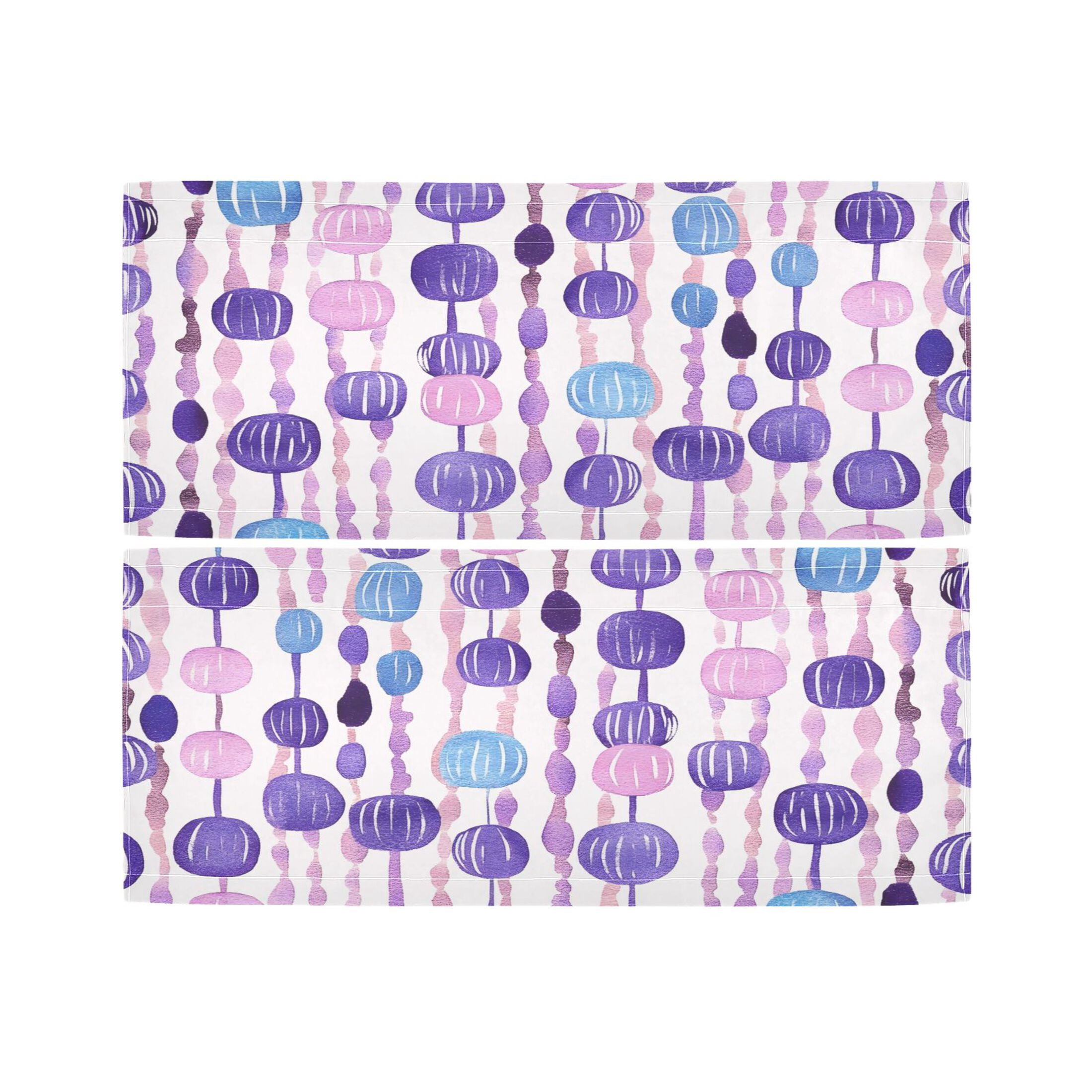 Purple and Blue Bead Pattern Tier Curtains for Kitchen 57x24 Inch Semi Sheer Light Filtering Half Window Curtains 2 Panels