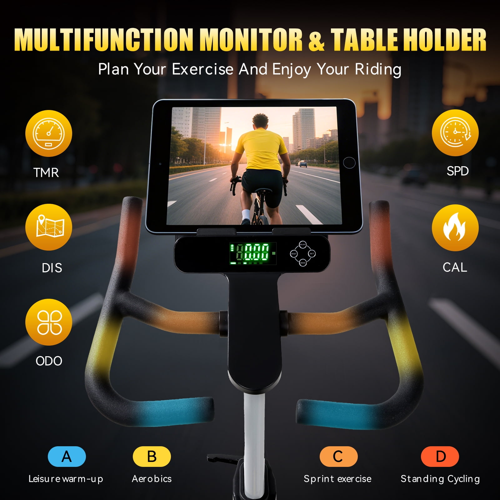 ZAZARI Indoor Cycling Bike with 7-Level Resistance and Silent Belt Drive