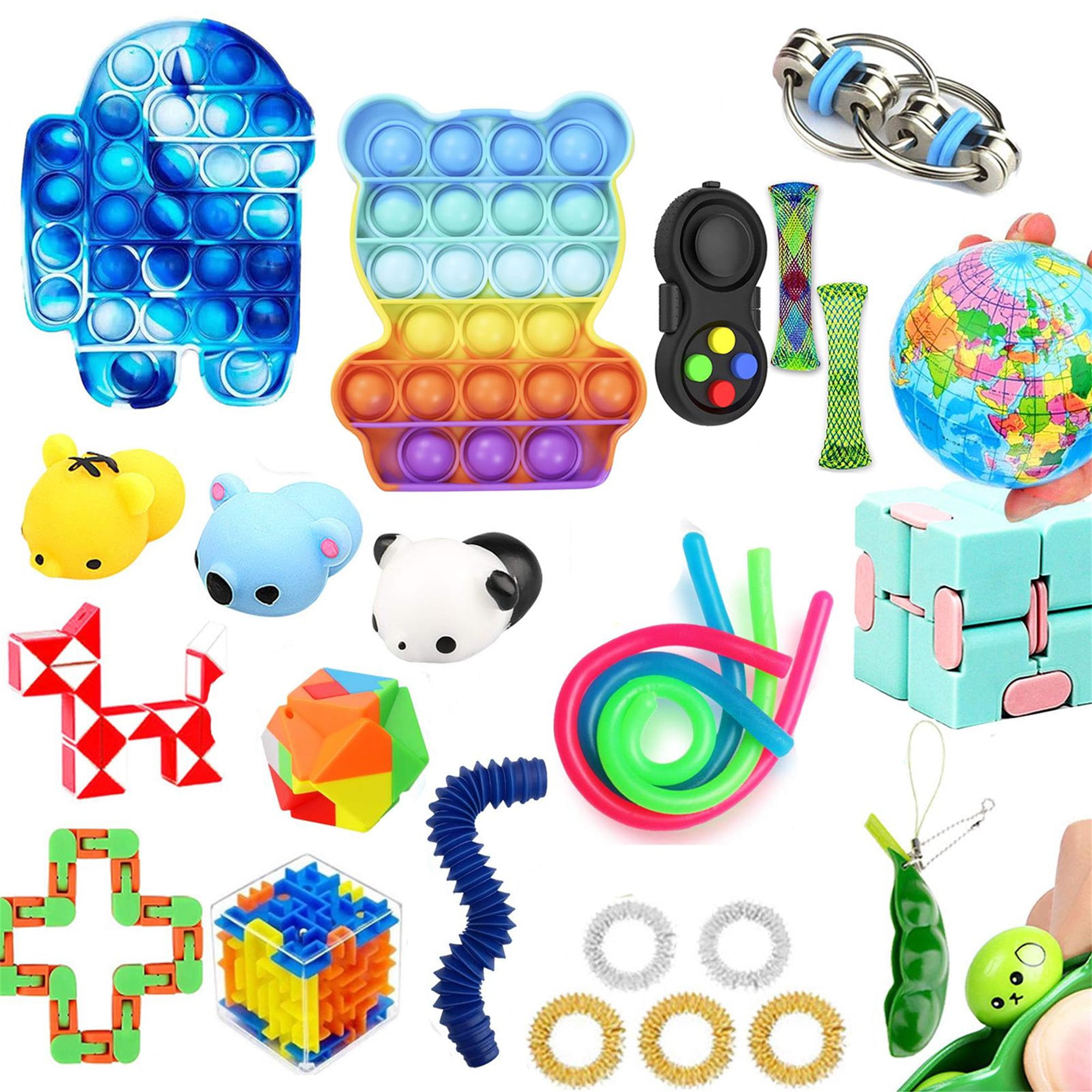 6x Fidget Sensory Toy Set Ananas Squeeze Ball Infinity Cube Autismus Stressabbau 