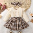 thumbnail image 2 of HCNTES Baby Girl Clothes Winter Toddler Girls Clothes Fall Winter Outfit Sets, Baby Girl Ruffle Sleeve Crew Neck Solid Stretch 12 18 24 Months 2T 3T 4T 2 Pcs Party Wear, 2 of 7