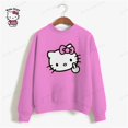 thumbnail image 3 of Sudadera con capucha y estampado de HELLO KITTY para mujer, suéter informal holgado de manga larga en blanco y rosa, sudadera fina y elegante de talla grande para mujer, 3 of 5