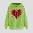 thumbnail image 4 of mihongmao V-Day Love Print Pullover Hoodie for Women's Printed Off Shoulder Sleeves Long Sleeved Hooded Sweatshirt Green XL, 4 of 5