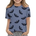 thumbnail image 3 of Kids Bat Print T-Shirt Spooky Halloween Short Sleeve Top Soft Breathable Graphic Shirt Halloween Cartoon Shirts School Party Daily Wear, 3 of 5