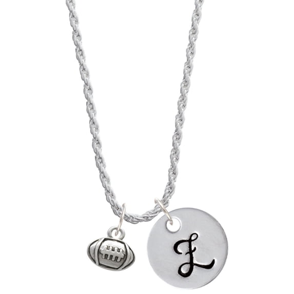 Delight Jewelry Silvertone Mini Football Silvertone Script Initial Disc - Z - Charm Necklace, 20"+3"