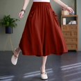 thumbnail image 4 of Glisme Casual Pants For Women Plus Size Knee Length Cotton Linen Shorts Summer Baggy Dressy Long Shorts With Pockets Red Trousers Flexible Fit, 4 of 7
