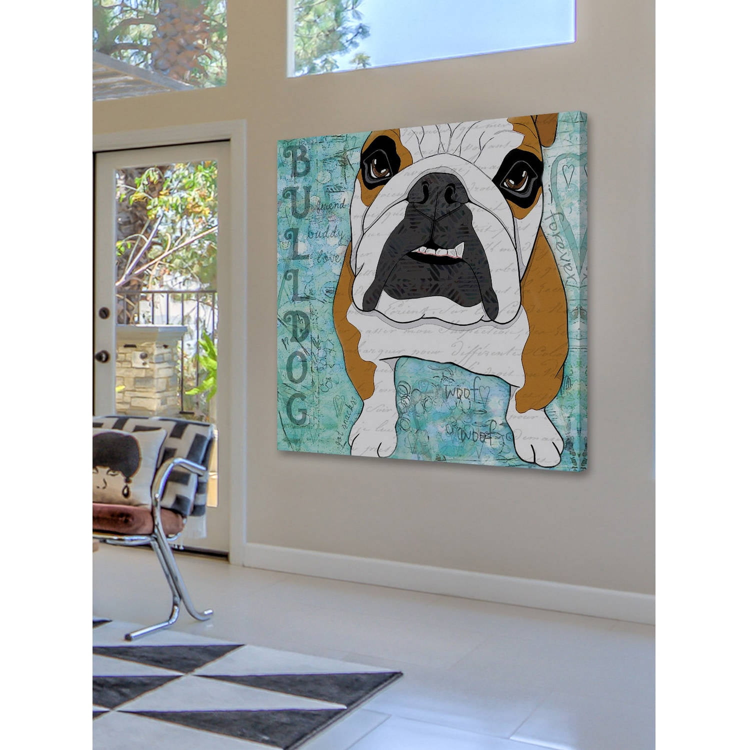 "Pop Art Bulldog" Painting Print on Wrapped Canvas