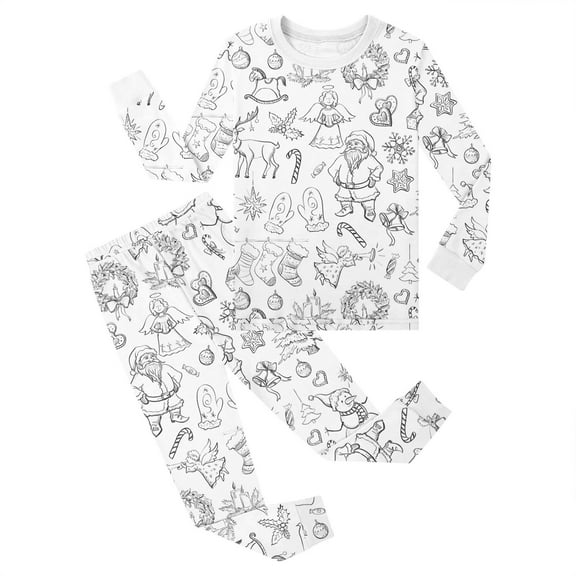 Toddler Girl Fall Outfits Set Sketch Coloring DIY Hand Drawn Hoodie Set Unisex Kids Sweatshirt And Pants Outfit Fall Winter Clothes 2-3 Years