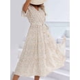 thumbnail image 5 of Jaimenalin Women'S Floral Long Dress Short Sleeve Wrap V Neck Ruffle Long Flowy Beach Dresses 109102 White XL, 5 of 9