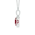 thumbnail image 2 of ANGARA Natural Vintage Style Oval 1 ct Ruby Pendant with Diamond Halo in 14K White Gold for Women (Size-7x5mm) | July Birthstone, Birthday, Anniversary, Jewelry Gift for Women | Natural Ruby Necklace, 2 of 7