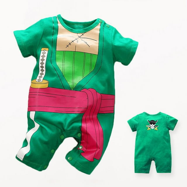 CAROOTU Newborn Baby Boys Girls Jumpsuit Short Sleeves Cartoon Print Round Neck Breathable Rompers for Summer