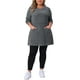 thumbnail image 2 of Suéteres de talla grande Agnes Orinda para mujeres, cuello redondo, de manga larga, tejido acanalado, suelto, con bolsillo, top 3X en gris claro, 2 of 5