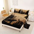 thumbnail image 2 of Castle Fairy Rustic Jungle Moose Bed Sheets 4-Piece,Woodland Animal Full Size Sheets,Tan Black Cream,1 Fitted Sheet, 1 Flat Sheet and 2 Pillowcases, 2 of 6