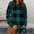thumbnail image 2 of Crop Tops for Women Trendy Save Big on Summer Styles Women's Fashion Casual Plaid Printing Round Neck Loose Long Sleeve T Shirt Pullover Tops Summer Tops for Women, 2 of 8