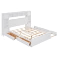 thumbnail image 6 of Queen Size Platform Bed with All-in-One Cabinet and Shelf, Storage Bed with Trundle, 2 Drawers and Bookcase Headboard, Solid Wood Bed Frame with Slats Support, No Box Spring Needed, White, 6 of 9