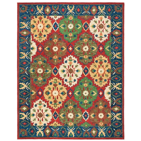 SAFAVIEH Heritage Darius Tribal Wool Area Rug, Red/Blue, 8' x 10'