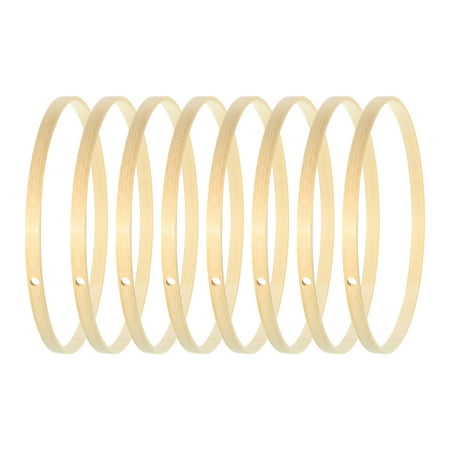 Uxcell 7 Inch Bamboo Macrame Floral Hoop Craft Rings for DIY Dream Catcher Wedding Wreath Decor 8Pcs