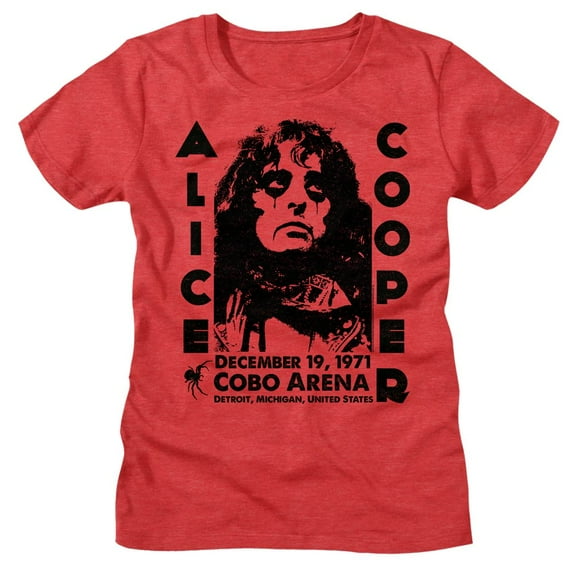 Alice Cooper Cobo Arena 1971 Red Heather Women's T-Shirt