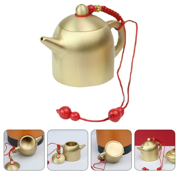 WHAMVOX Golden Brass Miniature Teapot Ornament Unique Decor for Home Inch