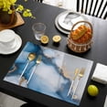 thumbnail image 3 of Blue Marble Placemats Set of 6, Modern Gray Golden Abstract Gradient Art Placemats for Dining Table, Place Mats for Kitchen Tabletop, Waterproof Wipeable Dining Table Mats Set, 3 of 9