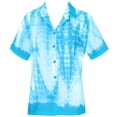 thumbnail image 4 of HAPPY BAY Women's Casual Beach Short Sleeve Blouse Shirt Blouses Button Down Dress Tops Tee Hawaiian Shirts for Women M Tie Dye, Bright Blue White, 4 of 5