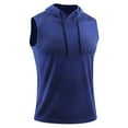 thumbnail image 5 of Njoeus Men's Gym Workout Hooded Tank Tops Running Bodybuilding Muscle Shirt for Men Mesh Breathable Sleeveless Big & Tall Hoodies Tops Mens Athletic Basketball Tees Shirt 2X 3X 4X Blue Clearance, 5 of 5