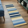 thumbnail image 3 of 2'x6' Rug Runners for Hallways Kitchen, Blue Yellow Striped Non Slip Entryway Beside Floor Carpet Runner, Farmhouse Stripes Vintage Washable Laundry Room Bedroom Throw Rugs Mat for Family Pet, 3 of 8
