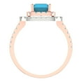 thumbnail image 4 of 2.62 ctw with Simulated Diamond Halo Accents Anniversary Ring for Women | Emerald Cut Simulated Turquoise | Hyperallergenic Solid 14K Rose/White Gold, 4 of 5