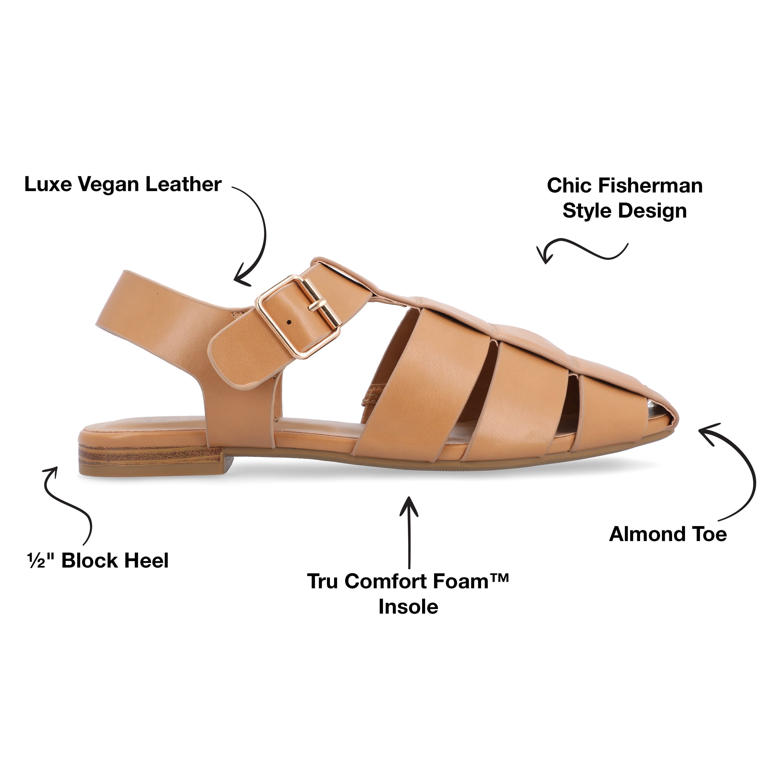 Journee Womens Cailinna Caged Buckle Square Toe Flats, Widths Available