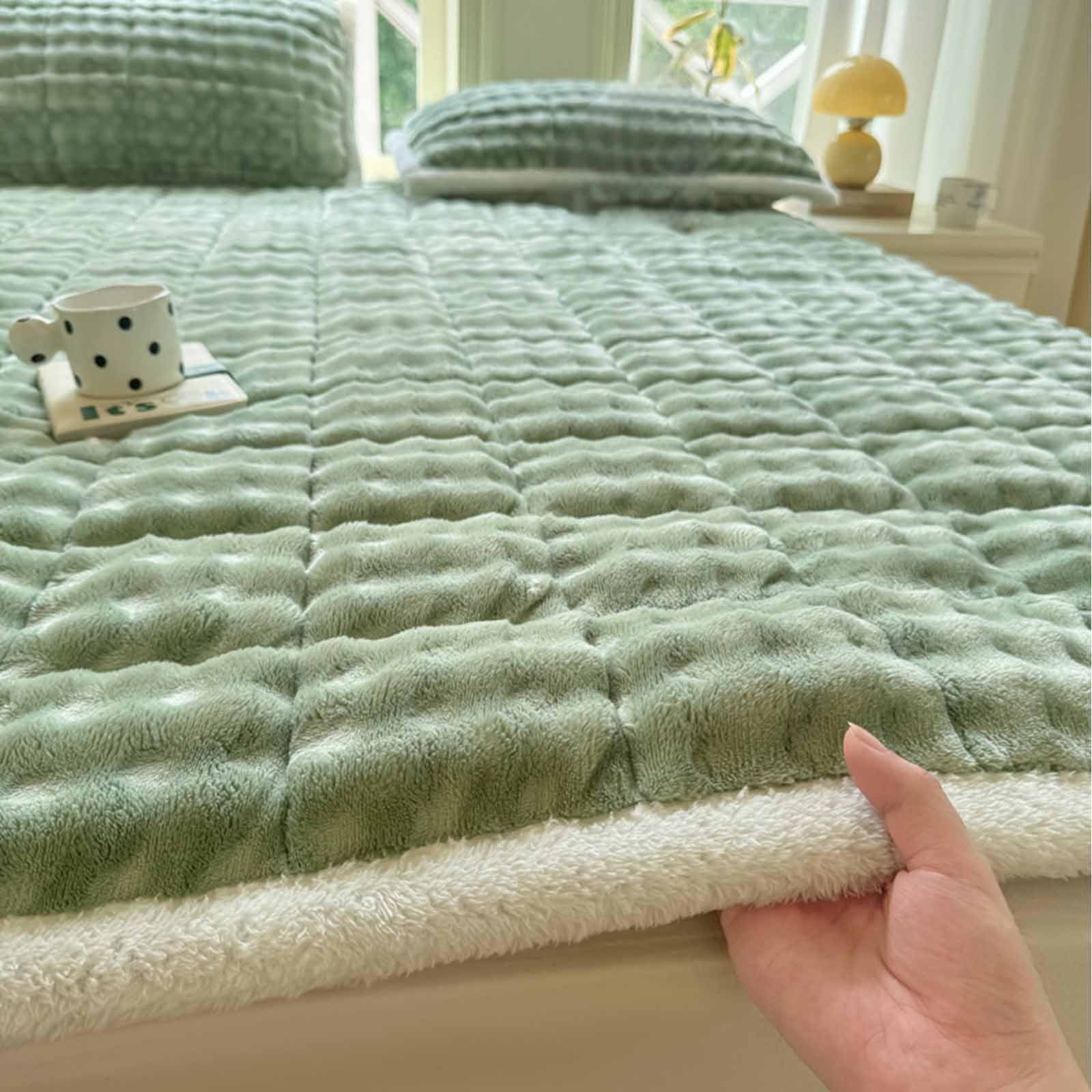 Oggfader King Size Mattress Milk Flannel Mattress Upholstery Facecloth Futon Bed Mattress Warm Non Slip Mattresses Green