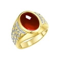 thumbnail image 4 of RYLOS Men's Rings Yellow Gold Plated Silver Nugget Ring with Cabochon Gemstone & Diamonds Garnet Rings For Men Size 13, 4 of 8