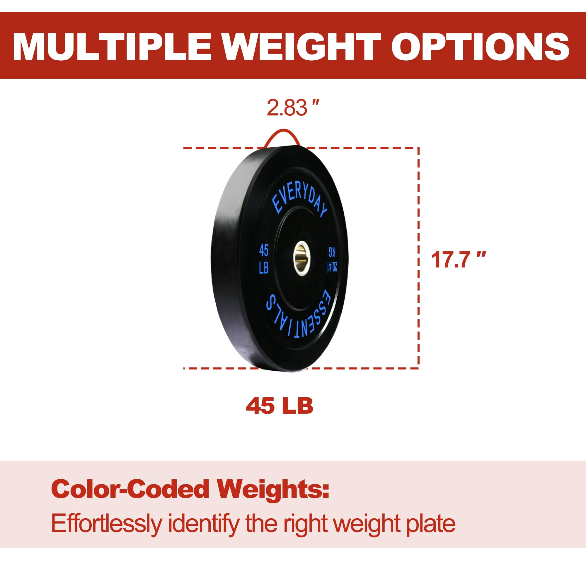 BalanceFrom Pair of 45LB Black Bumper Plates, 100% Virgin Rubber, Low Odor, 2-Inch Olympic Size, Weightlifting Strength Training Set, 90LB Total
