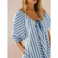 thumbnail image 3 of Womens Oversized Striped Romper Dress Shorts Jumpsuit Beach Vacation Clothes with Pockets Blue S, 3 of 5