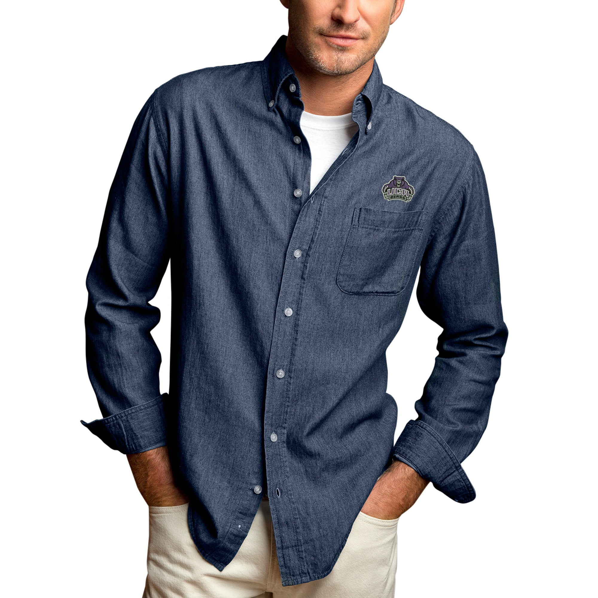 Men's Denim Central Arkansas Bears Hudson Button-Down Long Sleeve Shirt