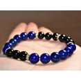 thumbnail image 2 of Natural Lapis Lazuli & Black Tourmaline 8mm Round Shape Smooth Cut Beads Stretchable Bracelet for Men & Women., 2 of 3