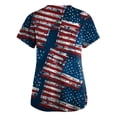 thumbnail image 4 of 250th Anniversary USA Scrub Tops Women Loose Short Sleeve USA Flag Print Scrubs V Neck 4th of July Celebration Party Scrub Shirts Nursing Uniform Medical Nurse Workwear with Pockets Dark Blue 2XL, 4 of 4