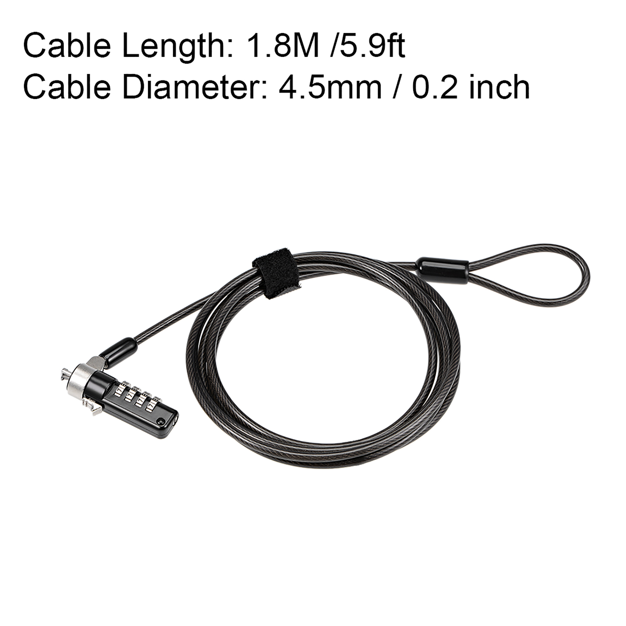 Notebook Laptop 4 Digit Combination Lock 1.8M Steel Keyed Safety Cable Wedge Locking Head for 5x3mm Hole - image 2 of 4