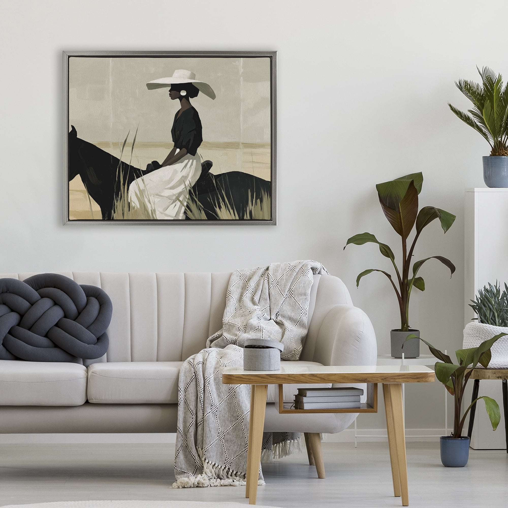 Stupell Industries Equestrian Elegance Silhouette Gray Framed Floater Canvas Wall Art, design by Svetlana Aleynikova