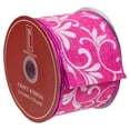 thumbnail image 3 of Northlight Pink Floral Wired Craft Ribbon 2.5" x 10 Yards, 3 of 3